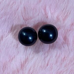 14K Gold Natural Genuine Black South Sea Pearl Stud Earrings